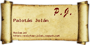 Palotás Jolán névjegykártya